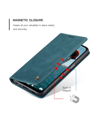 Cover Galaxy A12 Pelle Flip Portafoglio Blu | Melacompro