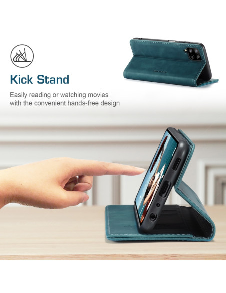 Cover Galaxy A12 Pelle Flip Portafoglio Blu | Melacompro