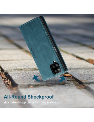 Cover Galaxy A12 Pelle Flip Portafoglio Blu | Melacompro