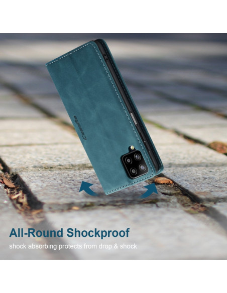 Cover Galaxy A12 Pelle Flip Portafoglio Blu | Melacompro