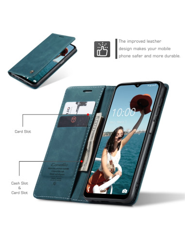Cover Galaxy A12 Pelle Flip Portafoglio Blu | Melacompro
