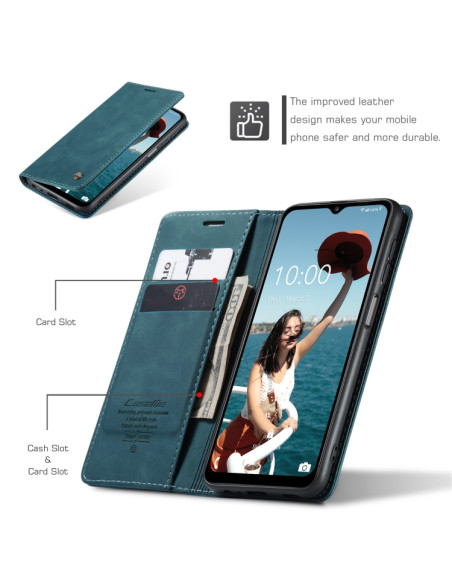 Cover Galaxy A12 Pelle Flip Portafoglio Blu | Melacompro