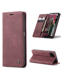 Cover Galaxy A12 Pelle Flip con Portafoglio Wine Rosso