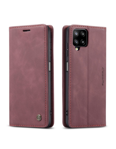 Cover Galaxy A12 Pelle Flip Portafoglio Wine Rosso | Melacompro