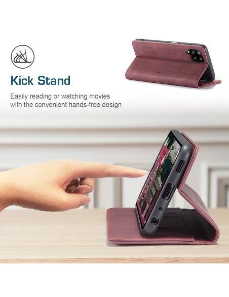 Cover Galaxy A12 Pelle Flip Portafoglio Wine Rosso | Melacompro