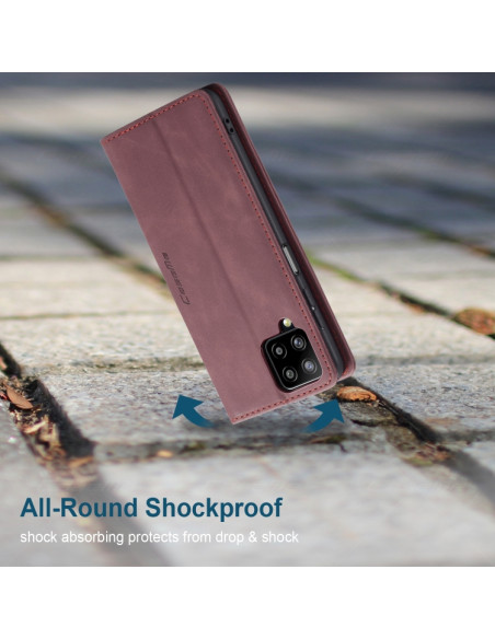 Cover Galaxy A12 Pelle Flip Portafoglio Wine Rosso | Melacompro
