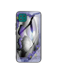 Cover Galaxy A22 5G Glass Farfalla Colorata Antiurto