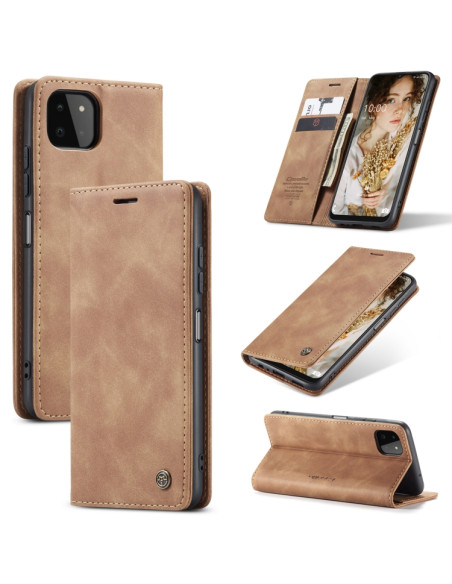 Cover Galaxy A22 5G Pelle Portafoglio Marrone | Melacompro