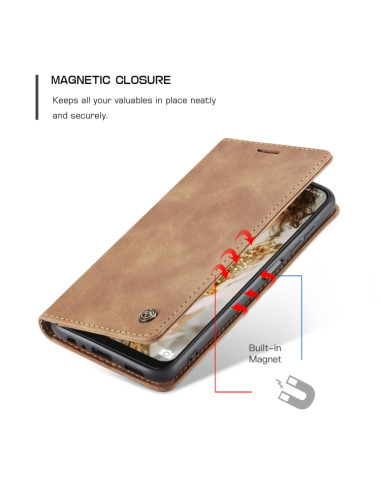 Cover Galaxy A22 5G Pelle Portafoglio Marrone | Melacompro