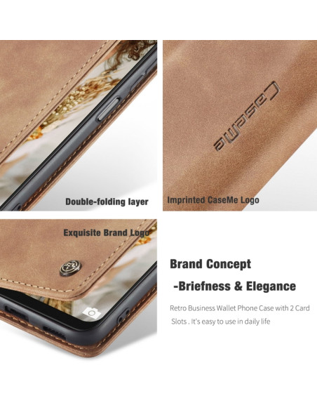 Cover Galaxy A22 5G Pelle Portafoglio Marrone | Melacompro