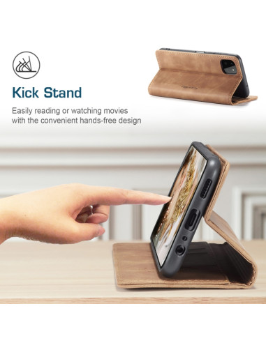 Cover Galaxy A22 5G Pelle Portafoglio Marrone | Melacompro