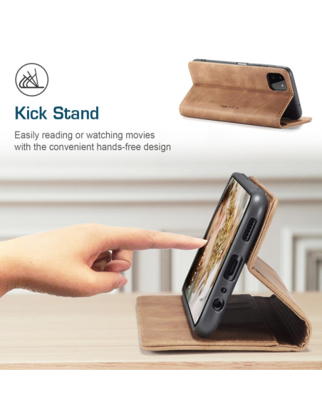 Cover Galaxy A22 5G Pelle Portafoglio Marrone | Melacompro