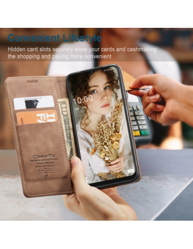 Cover Galaxy A22 5G Pelle Portafoglio Marrone | Melacompro