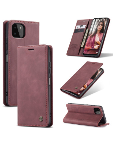 Cover Galaxy A22 5G Pelle Portafoglio Wine Rosso | Melacompro