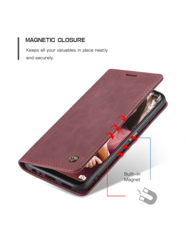 Cover Galaxy A22 5G Pelle Portafoglio Wine Rosso | Melacompro