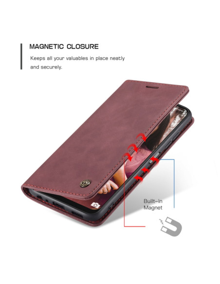 Cover Galaxy A22 5G Pelle Portafoglio Wine Rosso | Melacompro