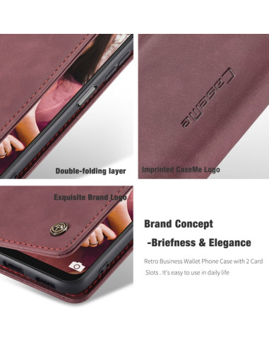 Cover Galaxy A22 5G Pelle Portafoglio Wine Rosso | Melacompro