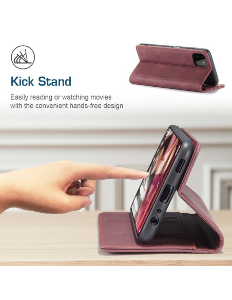 Cover Galaxy A22 5G Pelle Portafoglio Wine Rosso | Melacompro