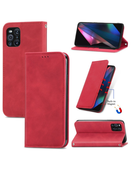 Cover OPPO Find X3 Pro Pelle Nero Rosso | Melacompro