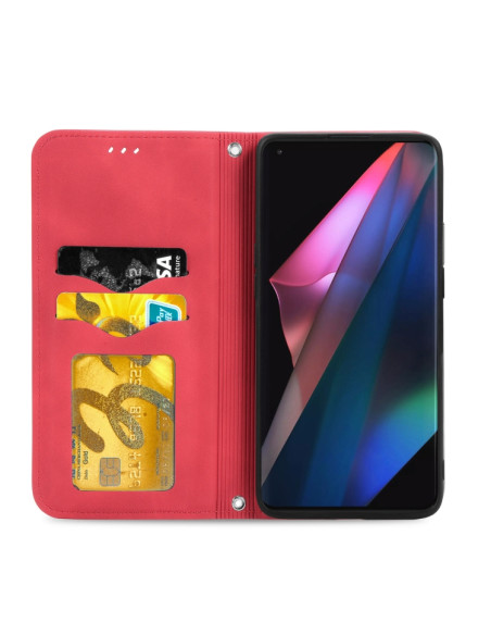 Cover OPPO Find X3 Pro Pelle Nero Rosso | Melacompro