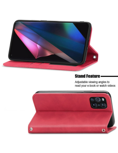 Cover OPPO Find X3 Pro Pelle Nero Rosso | Melacompro