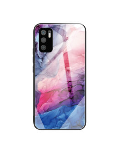 Cover Redmi Note 10 5G Glass Marmo Astratto Grigio Abstract Rosso