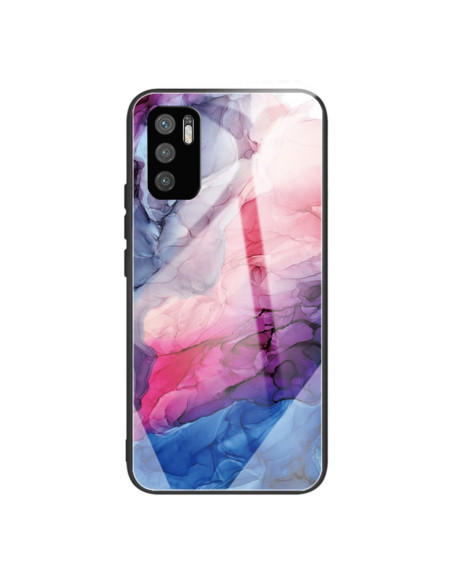 Cover Redmi Note 10 5G Glass Marmo Grigio Abstract Rosso | Melacompro