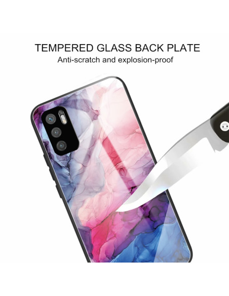 Cover Redmi Note 10 5G Glass Marmo Grigio Abstract Rosso | Melacompro