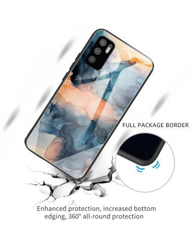 Cover Redmi Note 10 5G Glass Marmo Grigio Abstract Blu | Melacompro