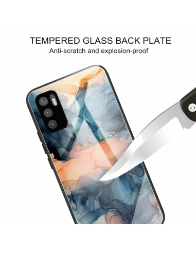 Cover Redmi Note 10 5G Glass Marmo Grigio Abstract Blu | Melacompro