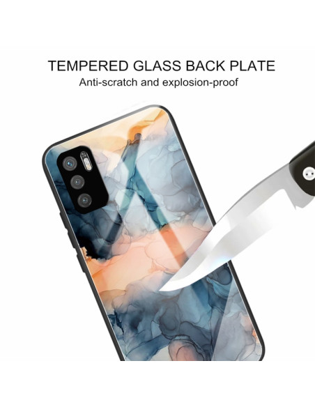 Cover Redmi Note 10 5G Glass Marmo Grigio Abstract Blu | Melacompro
