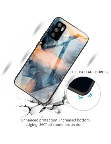 Cover Redmi Note 10 5G Glass Marmo Grigio Abstract Blu | Melacompro