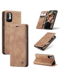 Cover Redmi Note 10 5G Pelle Flip Portafoglio Marrone