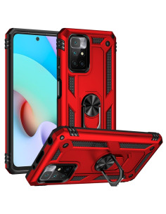 Cover Redmi 10 TPU + PC con Supporto Rotante 360° Rosso