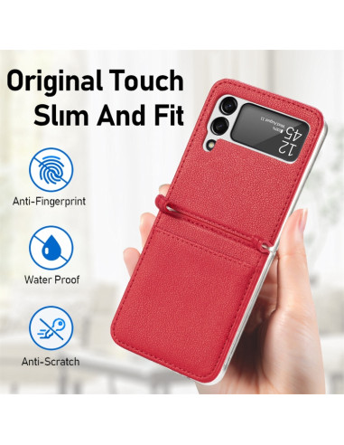 Cover Galaxy Z Flip3 5G Pelle Nero Rosso | Melacompro