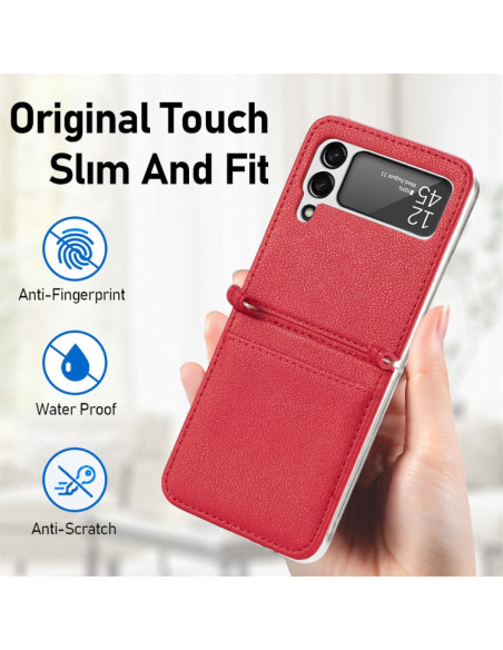 Cover Galaxy Z Flip3 5G Pelle Nero Rosso | Melacompro