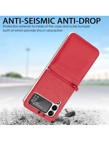 Cover Galaxy Z Flip3 5G Pelle Nero Rosso | Melacompro