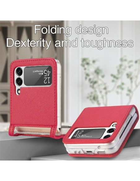 Cover Galaxy Z Flip3 5G Pelle Nero Rosso | Melacompro