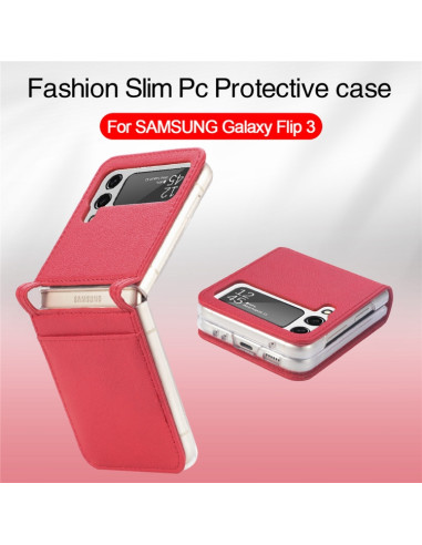 Cover Galaxy Z Flip3 5G Pelle Nero Rosso | Melacompro