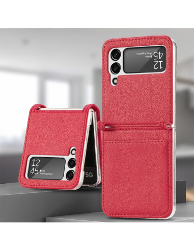Cover Galaxy Z Flip3 5G Pelle Nero Rosso | Melacompro