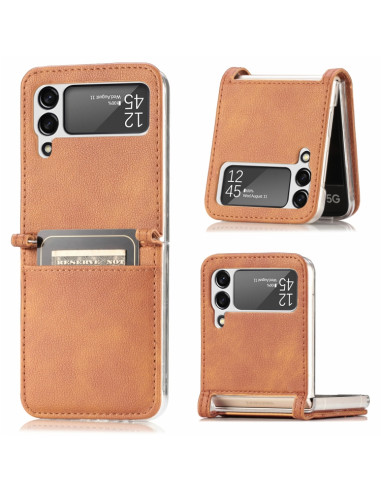 Cover Galaxy Z Flip3 5G Pelle Nero Marrone | Melacompro