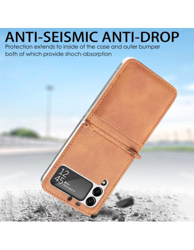Cover Galaxy Z Flip3 5G Pelle Nero Marrone | Melacompro
