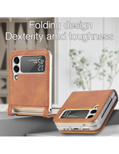Cover Galaxy Z Flip3 5G Pelle Nero Marrone | Melacompro