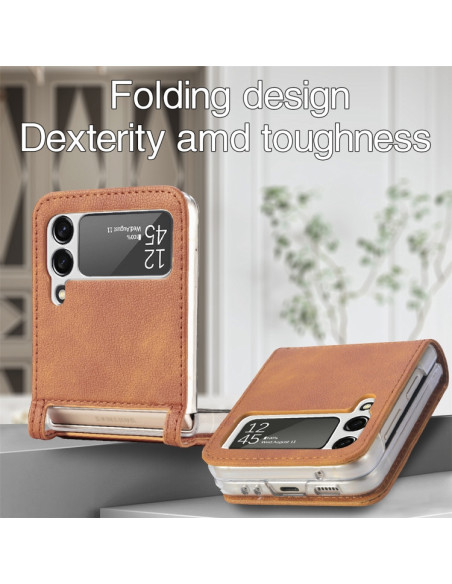 Cover Galaxy Z Flip3 5G Pelle Nero Marrone | Melacompro