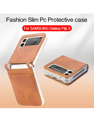 Cover Galaxy Z Flip3 5G Pelle Nero Marrone | Melacompro