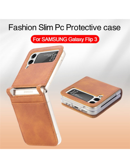 Cover Galaxy Z Flip3 5G Pelle Nero Marrone | Melacompro