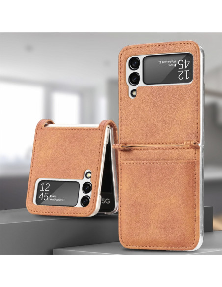 Cover Galaxy Z Flip3 5G Pelle Nero Marrone | Melacompro
