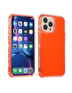 Cover iPhone 13 Pro Max TPU + PC Trasparente Viola Rosso