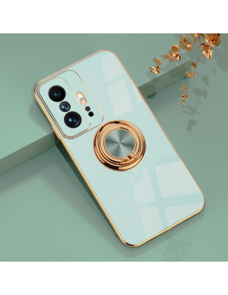 Cover Xiaomi Mi 11T Silicone Grigio Anello Light Ciano | Melacompro