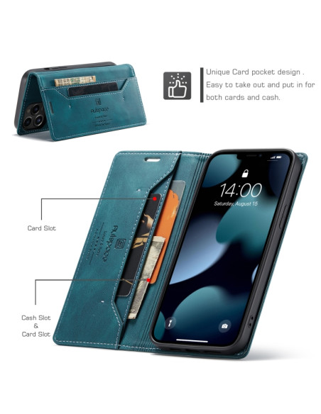 Cover iPhone 13 Pro PU Leather Flip Blu | Melacompro